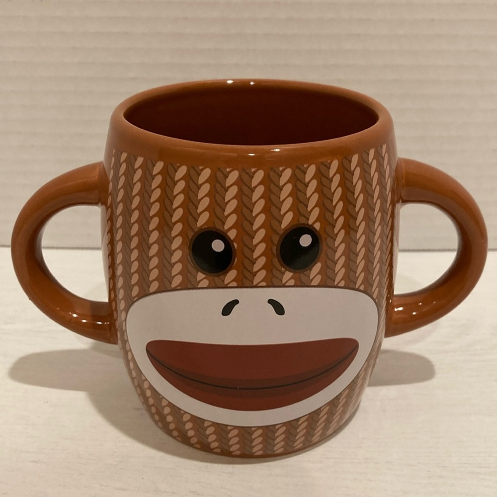 Galerie Sock Monkey Cute Animal Gift Mug Cup Double Handled Brown 15oz